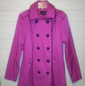 Worthington Purple Button Up Trench Rain Coat